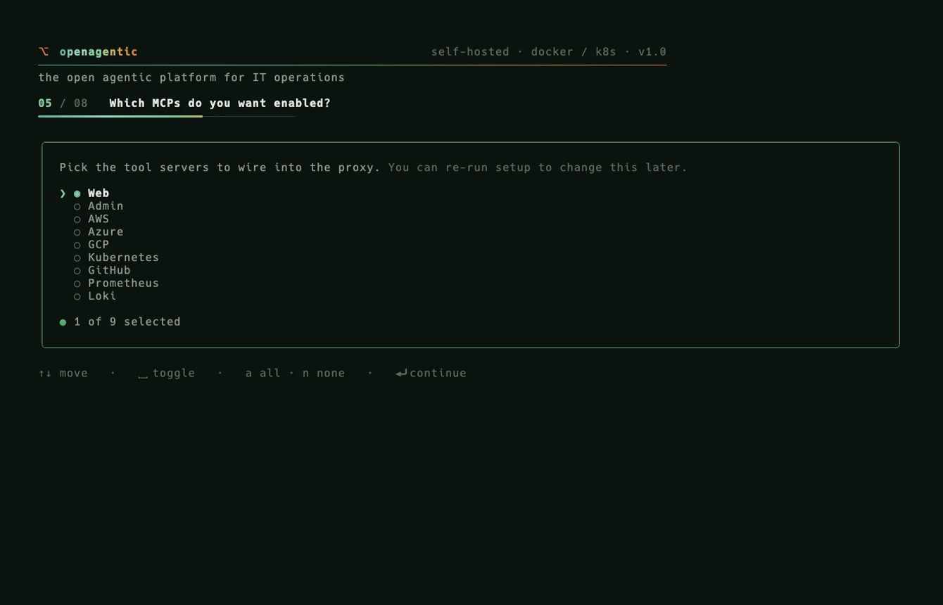Install wizard: choose which tools to enable