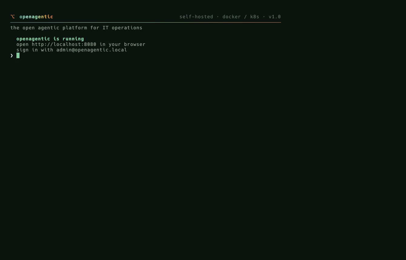 Install wizard: the stack is up and the wizard hands you the URL